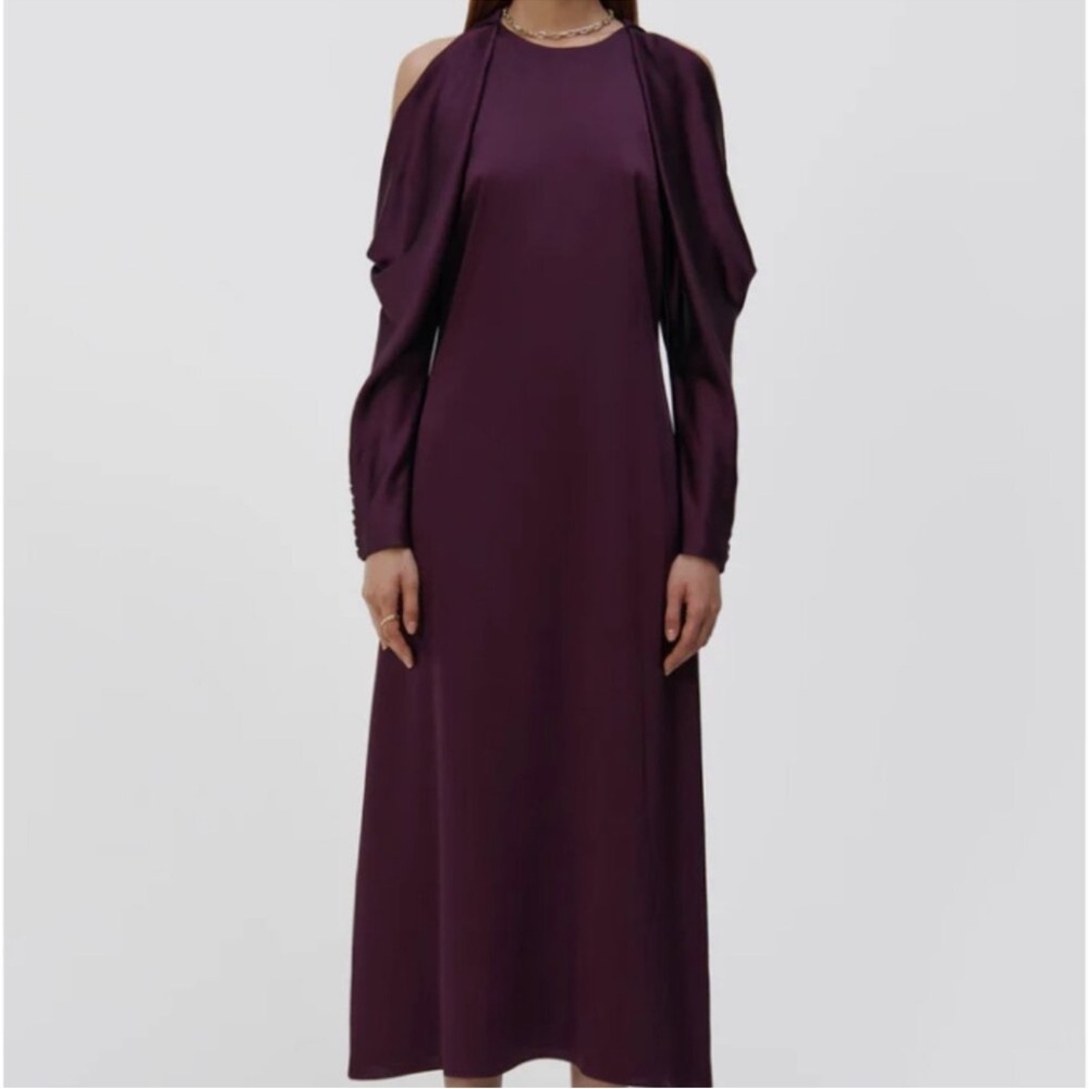 Jonathan Simkhai Draped Shoulder Satin Dress